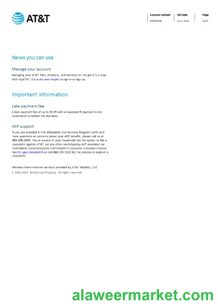 Saint Lucia internet business utility bill Word and PDF template, 3 page